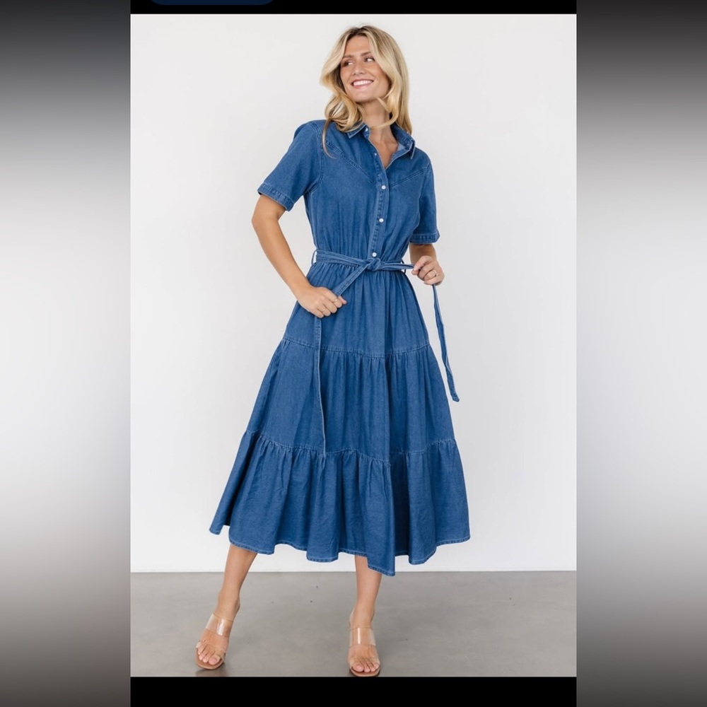 Blue Denim Midi Dress